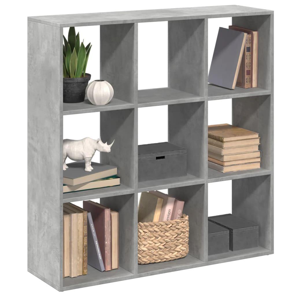 Bogreol/rumdeler 102x29x103,5 cm konstrueret træ betongrå billede