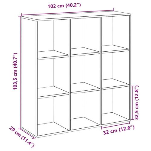 Bogreol/rumdeler 102x29x103,5 cm konstrueret træ sort