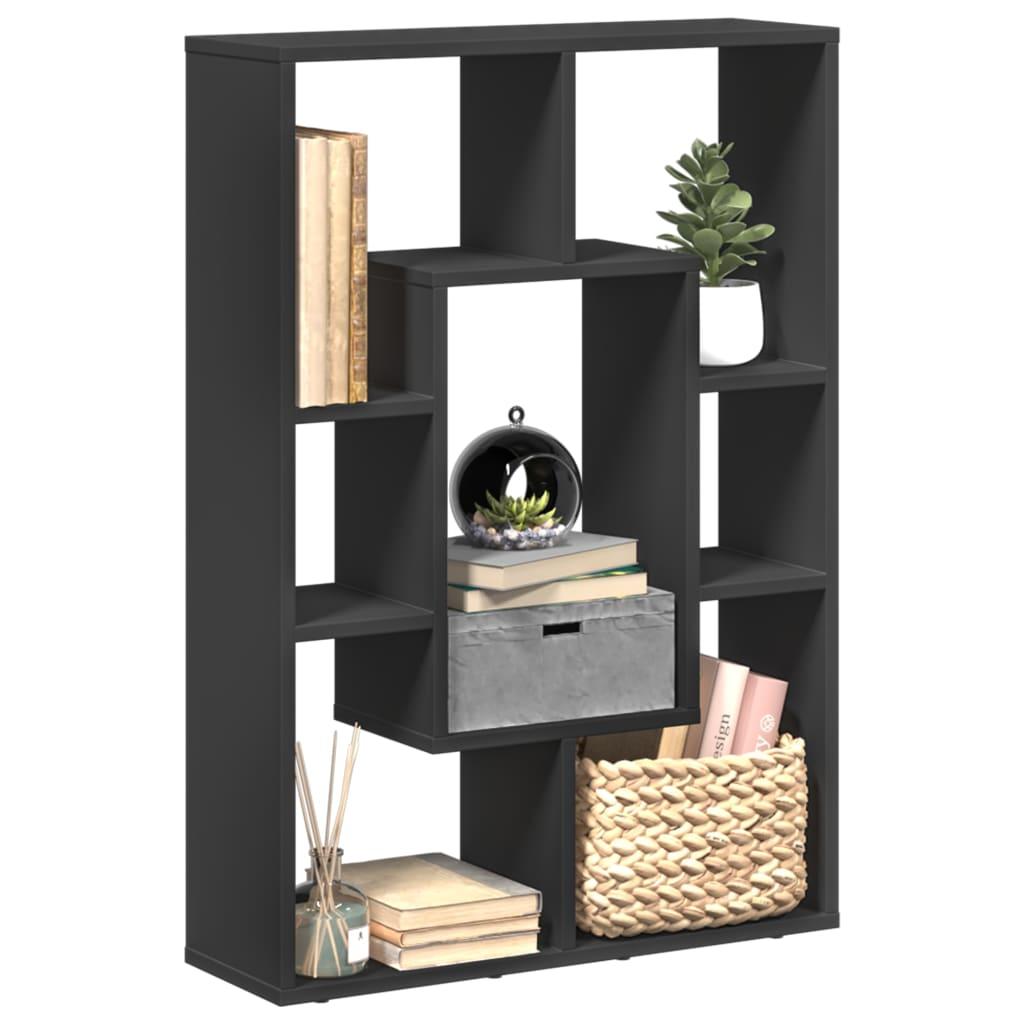 Bogreol 63x20x90 cm konstrueret træ sort