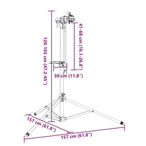 Reparationsstativ til cykler 120-165 cm foldbart aluminium