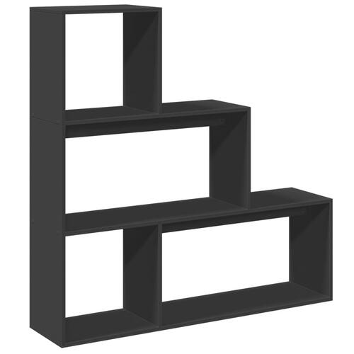 Bogreol/rumdeler 123x29x123 cm 3 niveauer konstrueret træ sort
