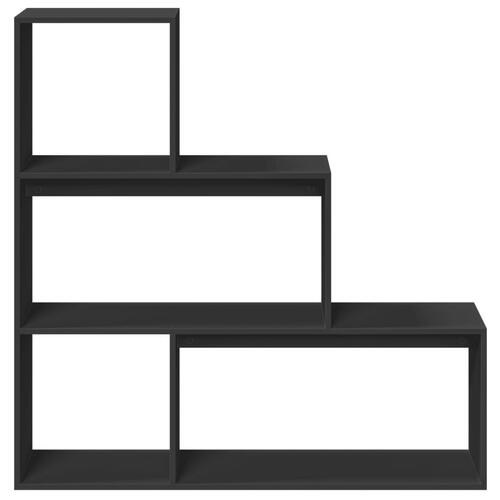 Bogreol/rumdeler 123x29x123 cm 3 niveauer konstrueret træ sort