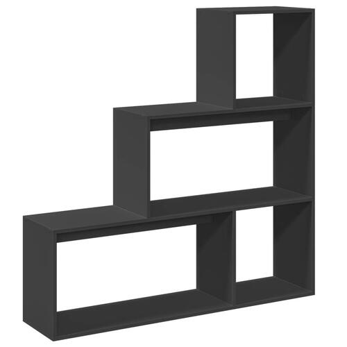 Bogreol/rumdeler 123x29x123 cm 3 niveauer konstrueret træ sort