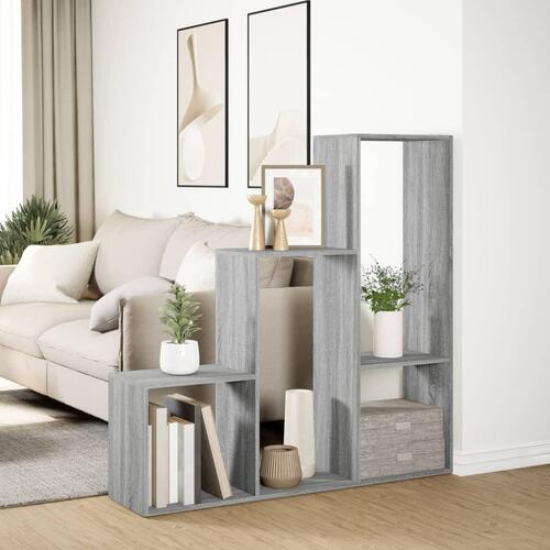 Bogreol/rumdeler 123x29x123 cm 3 niveauer konstrueret træ