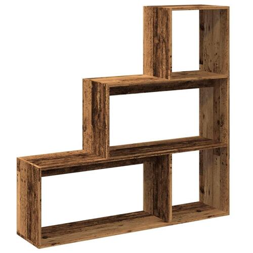 Bogreol/rumdeler 123x29x123 cm 3 niveauer konstrueret træ
