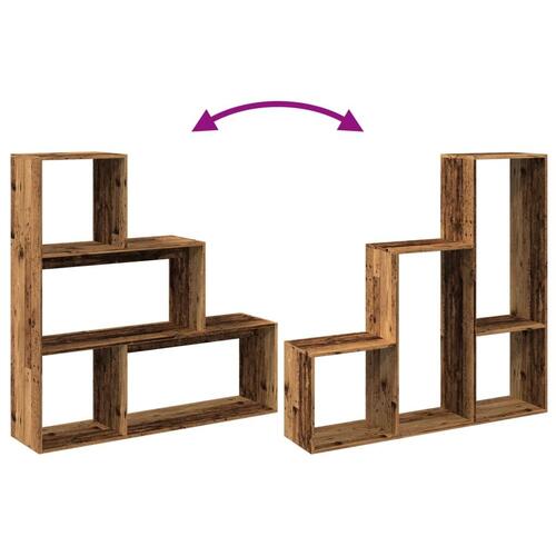Bogreol/rumdeler 123x29x123 cm 3 niveauer konstrueret træ