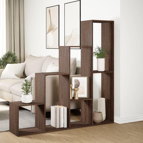 Bogreol/rumdeler 143,5x29x143,5 cm konstrueret træ brun eg