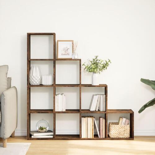 Bogreol/rumdeler 131,5x29x131,5 cm konstrueret træ røget eg