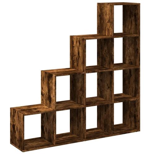 Bogreol/rumdeler 131,5x29x131,5 cm konstrueret træ røget eg