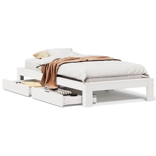 Sengeramme uden madras 90x200 cm massivt fyrretræ hvid