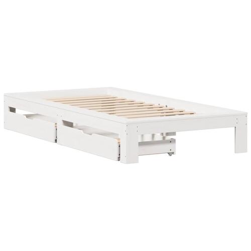Sengeramme uden madras 90x200 cm massivt fyrretræ hvid