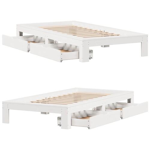 Sengeramme uden madras 90x200 cm massivt fyrretræ hvid