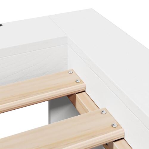 Sengeramme uden madras 90x200 cm massivt fyrretræ hvid