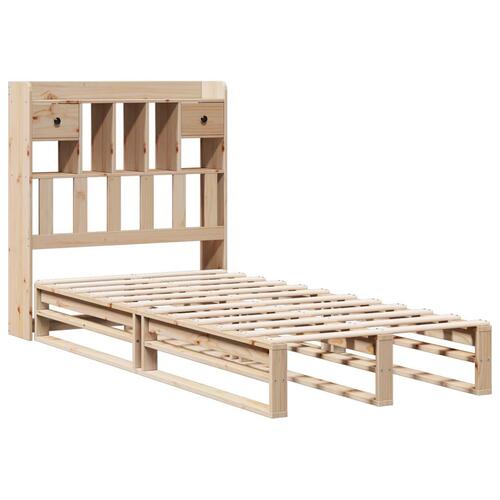 Seng med reol uden madras 100x200 cm massivt fyrretræ