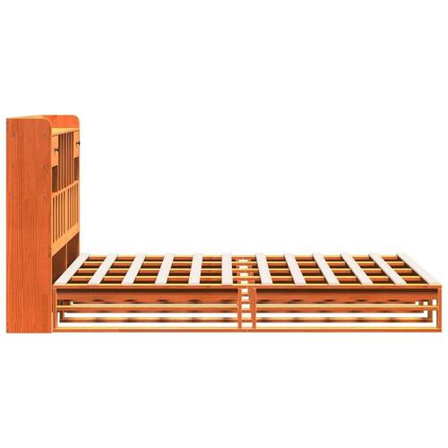 Seng med reol uden madras 150x200cm massivt fyrretræ gyldenbrun