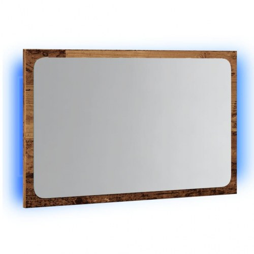 Badeværelsesspejl med LED-lys - antikt træ, 60 x 8,5 x 38 cm