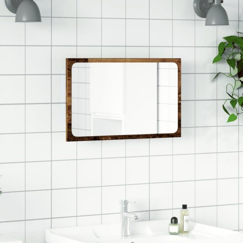 Badeværelsesspejl med LED-lys - antikt træ, 60 x 8,5 x 38 cm