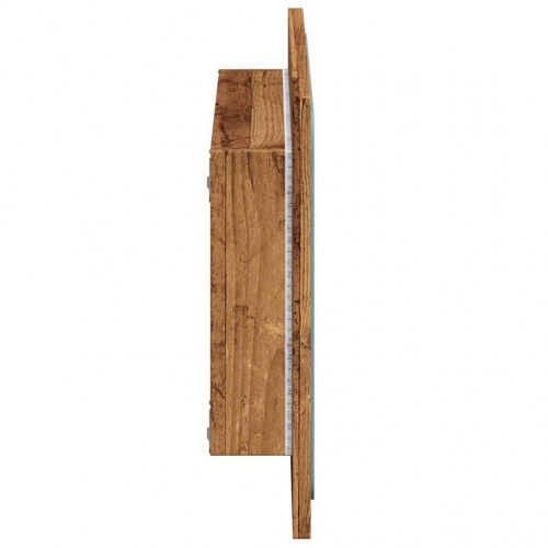 Badeværelsesspejl med LED-lys - antikt træ, 60 x 8,5 x 38 cm