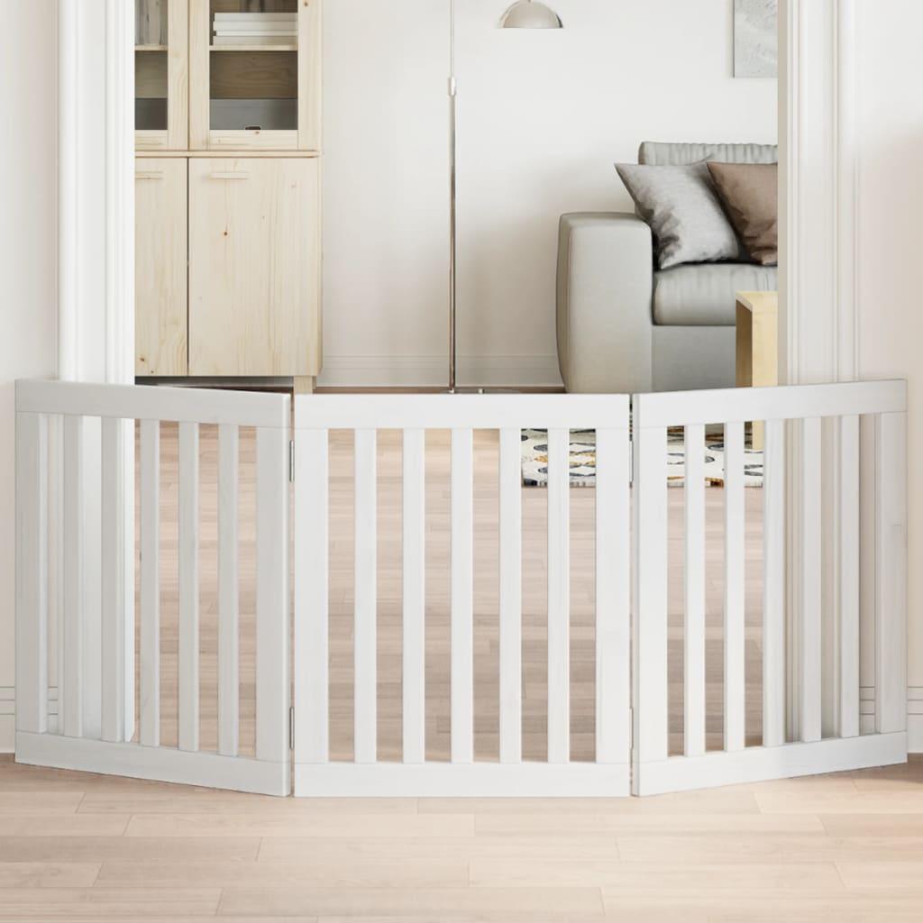 Hundelåge 3 paneler 150 cm foldbar poppeltræ hvid billede