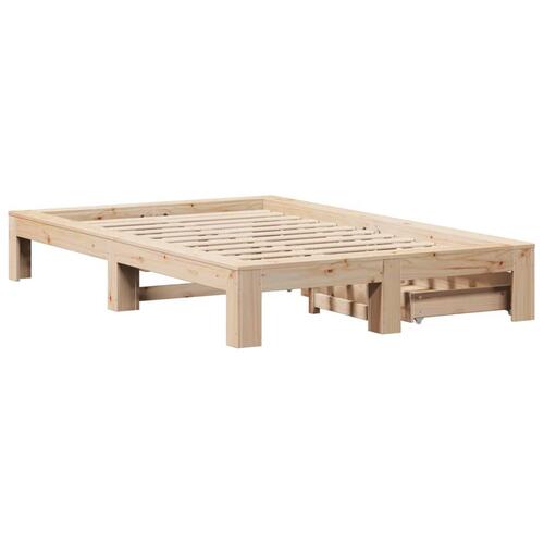 Sengeramme uden madras 135x190 cm massivt fyrretræ hvid