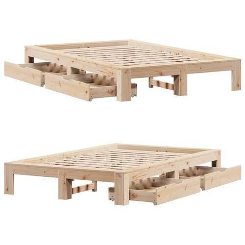 Sengeramme uden madras 135x190 cm massivt fyrretræ hvid