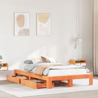 Sengeramme uden madras 135x190 cm massivt fyrretræ brun