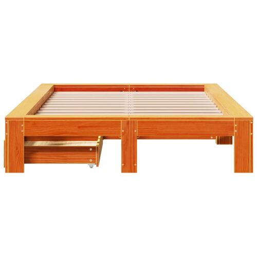 Sengeramme uden madras 135x190 cm massivt fyrretræ brun