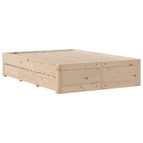 Sengeramme uden madras med skuffer 140x200 cm massivt fyrretræ