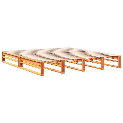 Seng med reol uden madras 180x200cm massivt fyrretræ gyldenbrun
