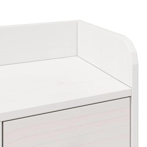 Seng med reol uden madras 200x200 cm massivt fyrretræ hvid