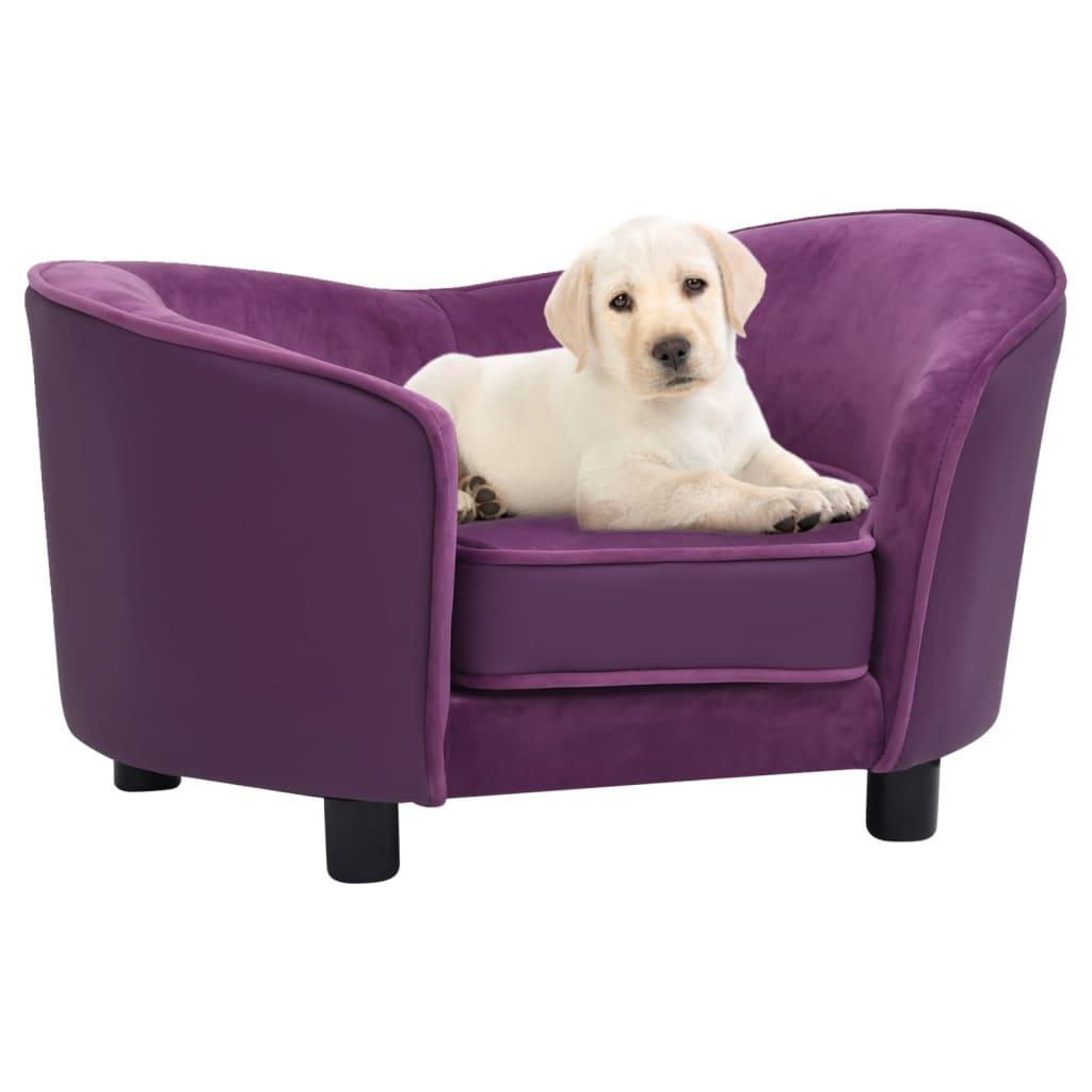 Hundesofa 69x49x40 cm plys og kunstlæder bordeauxfarvet