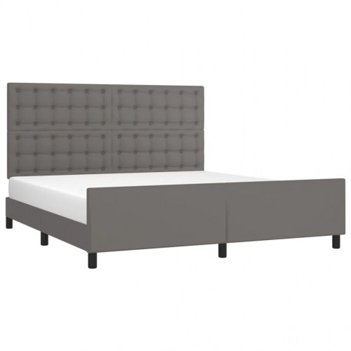 Sengeramme med sengegavl 160x200 cm - kunstlæder, grå