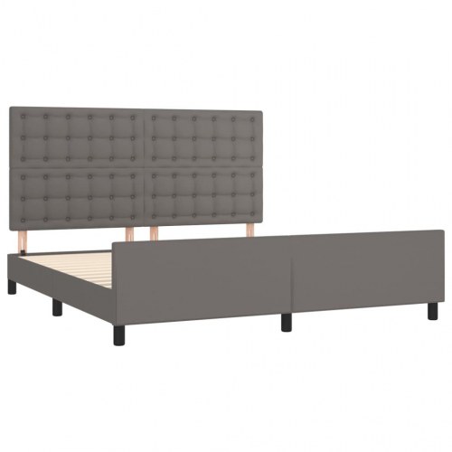Sengeramme med sengegavl 160x200 cm - kunstlæder, grå