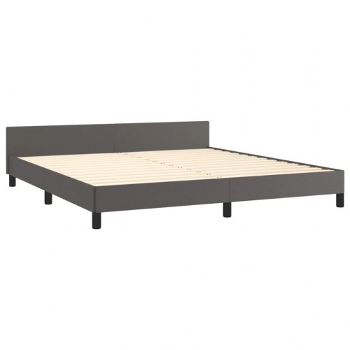 Sengeramme med sengegavl 160x200 cm - kunstlæder, grå