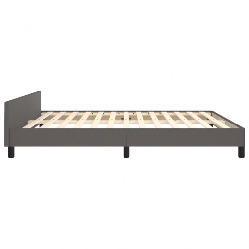 Sengeramme med sengegavl 160x200 cm - kunstlæder, grå