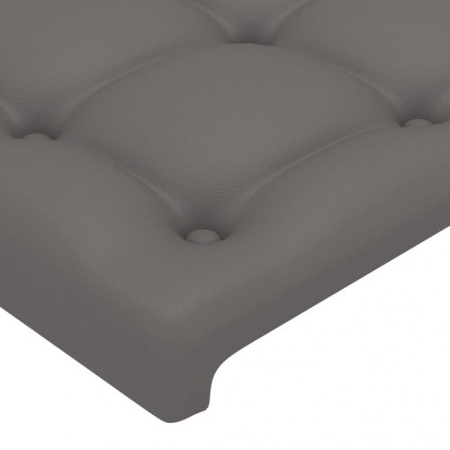 Sengeramme med sengegavl 160x200 cm - kunstlæder, grå