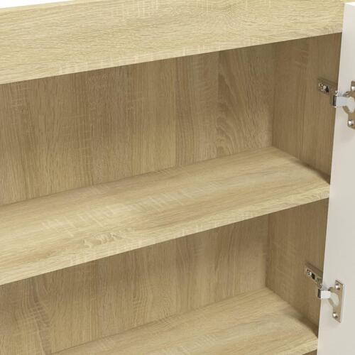 Badeværelsesskab med spejl 80x15x60 cm MDF hvid og eg