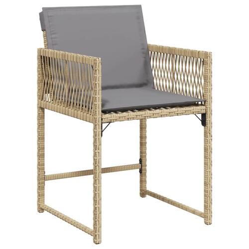 Havestole 4 stk. med hynder polyrattan blandet beige