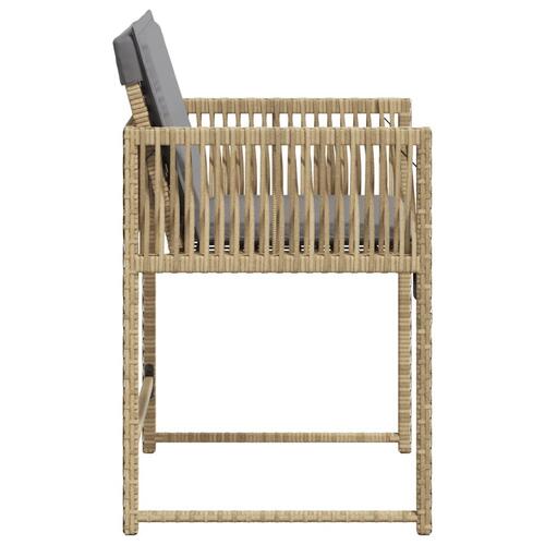 Havestole 4 stk. med hynder polyrattan blandet beige