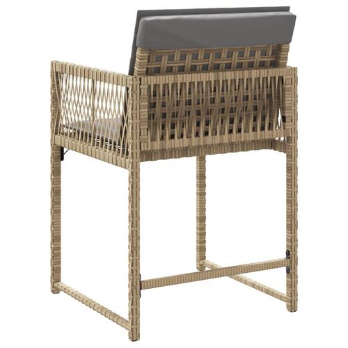 Havestole 4 stk. med hynder polyrattan blandet beige