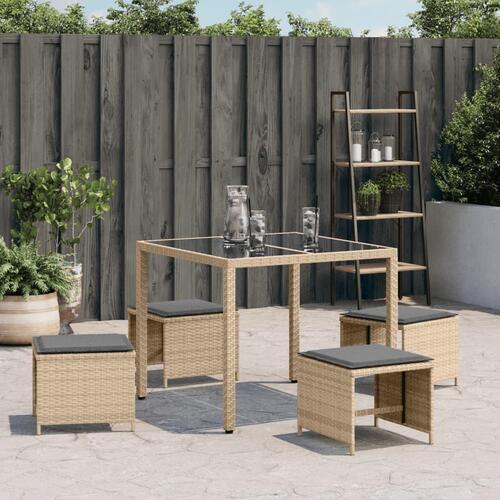 Haveskamler 4 stk. med hynder 41x41x36 cm polyrattan beige