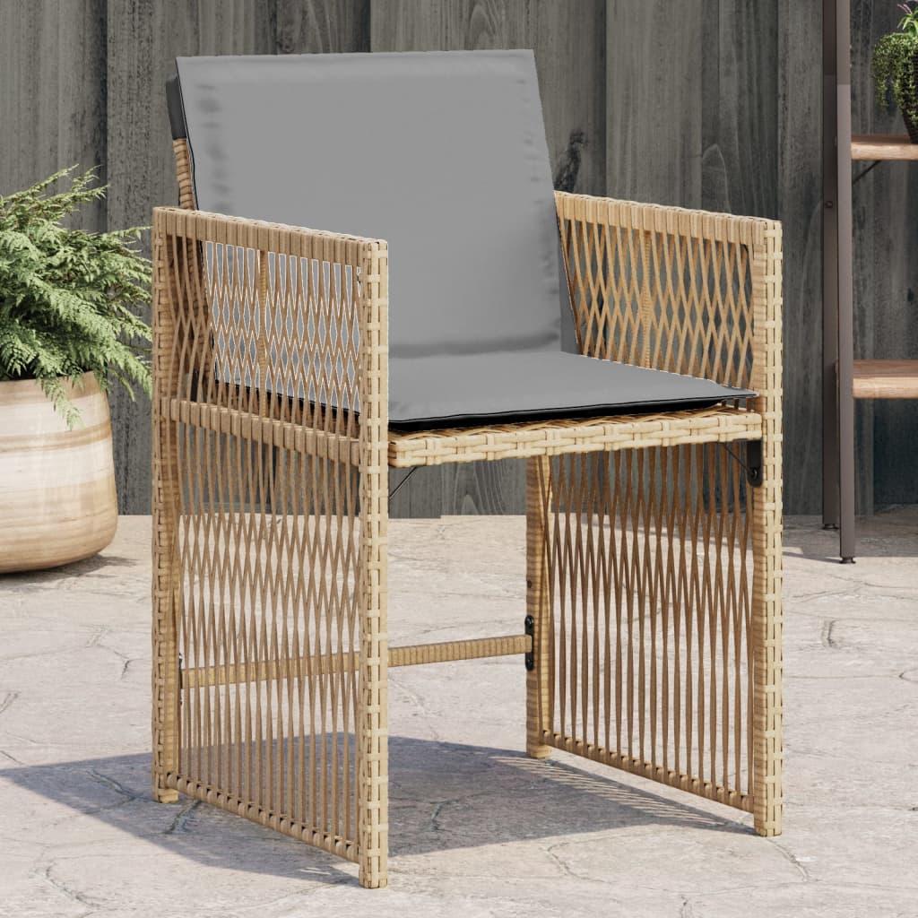 Havestole 4 stk. med hynder polyrattan blandet beige