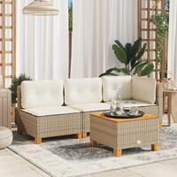 Sofamodul til haven med hynder polyrattan beige