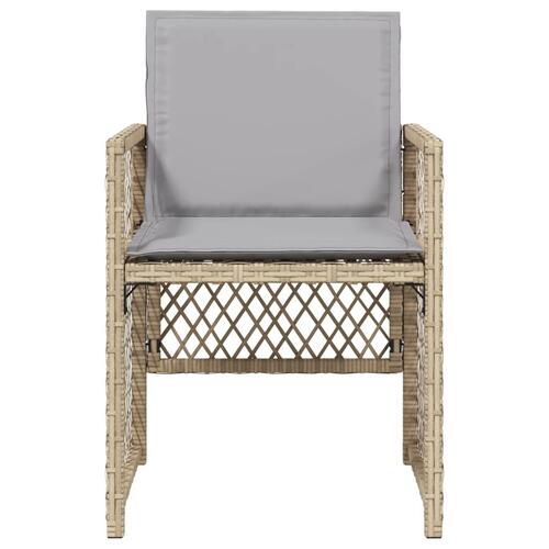 Havestole 4 stk. med hynder polyrattan blandet beige