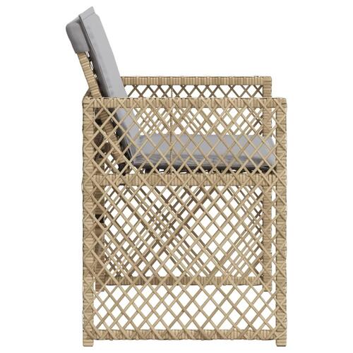 Havestole 4 stk. med hynder polyrattan blandet beige