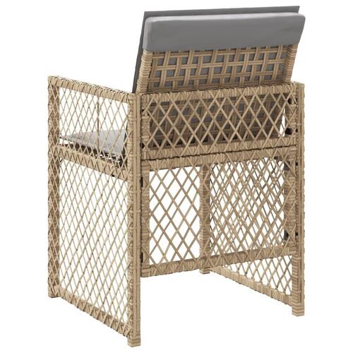 Havestole 4 stk. med hynder polyrattan blandet beige