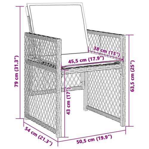 Havestole 4 stk. med hynder polyrattan blandet beige