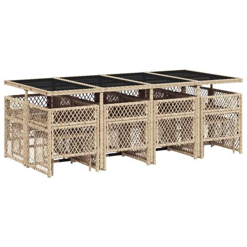 Spisebordssæt til haven 13 dele med hynder polyrattan beige