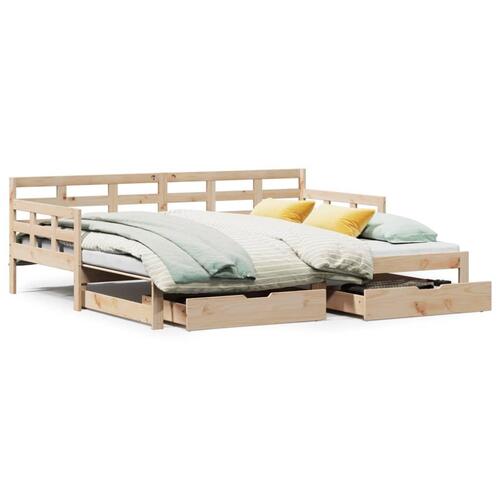 Daybed med udtræk og skuffer 90x190 cm massivt fyrretræ