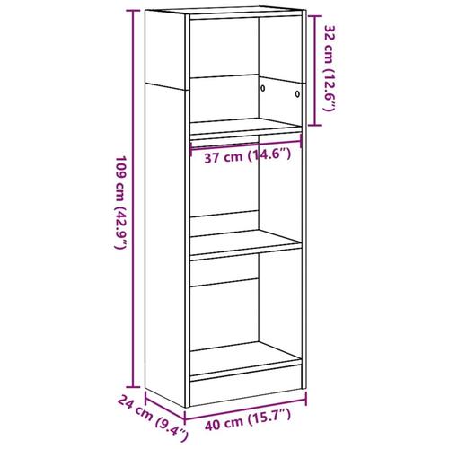 Bogreol 40x24x109 cm konstrueret træ røget egetræsfarve